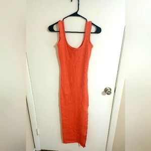 Knit coral maxi dress